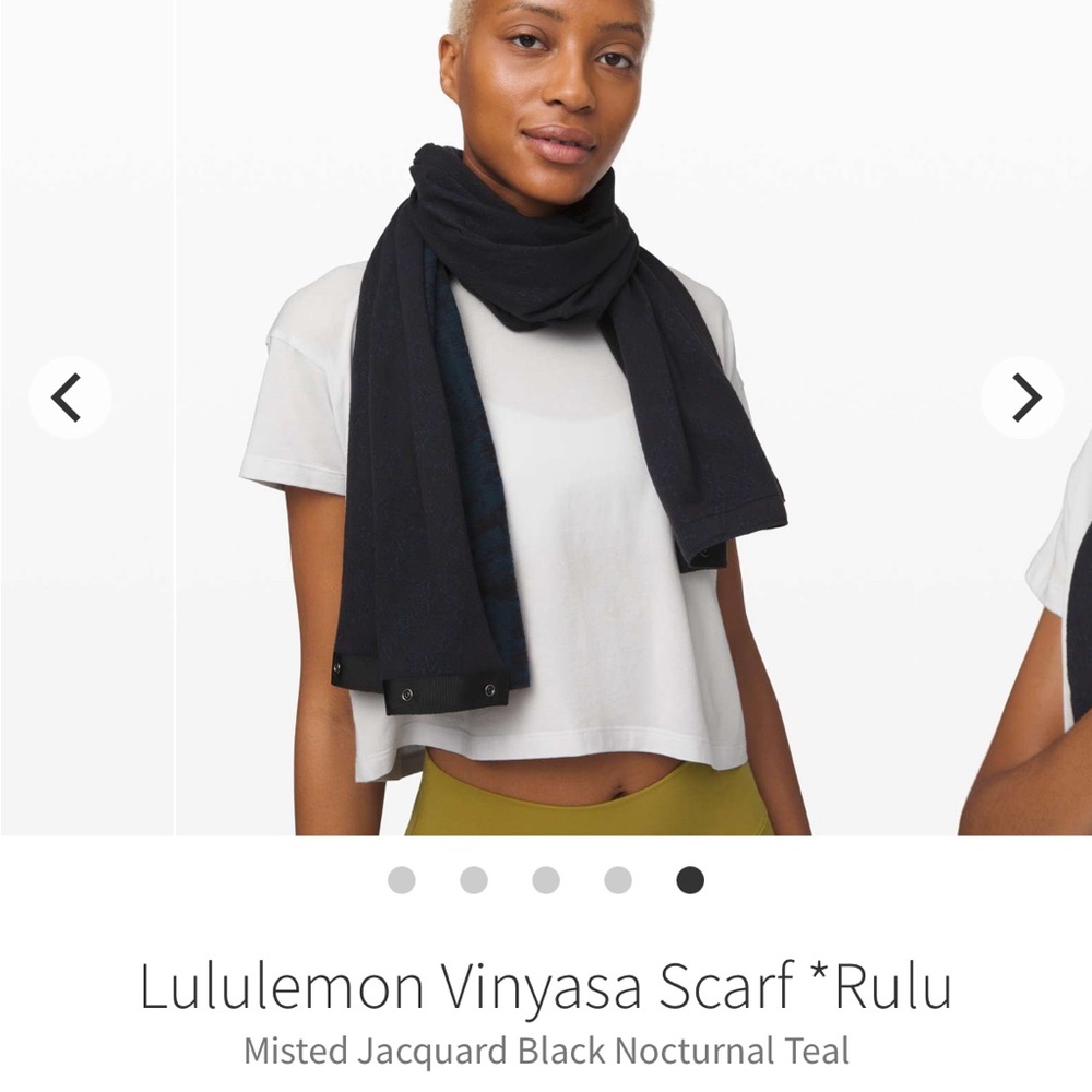 NWOT Lululemon Vinyasa Scarf in Misted Jacquard Black Nocturnal Teal